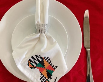 Black History Napkins / Dinner Napkins / Decorated Napkins / Black Heritage Napkins / Napkins For Dinner / Afro-centric Napkins