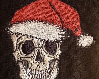 Santa Skull Tea Towel Goth Christmas Creepmas