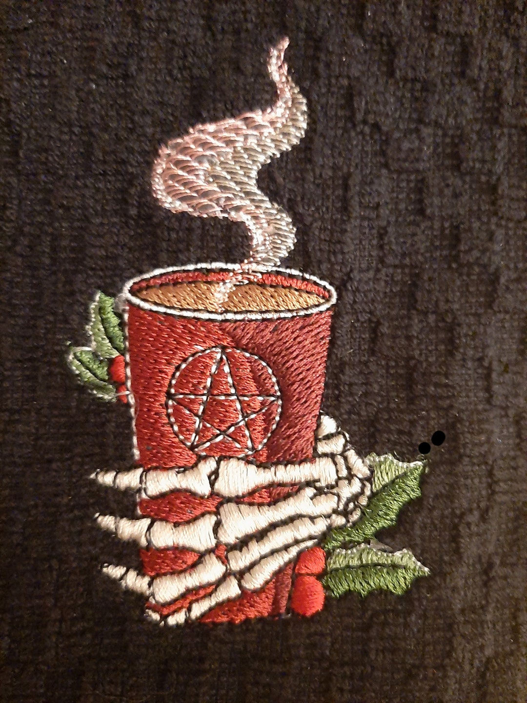 Skeleton Hand Tea A Warm Drink Skeleton Hand Tea Towel Goth Christmas Creepmas - Etsy