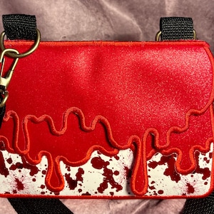 Blood Drip and Splatter Vinyl Crossbody Bag. Envelope Clutch Purse Vegan