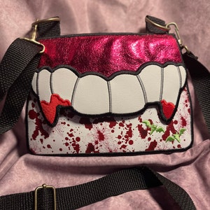 Vampire Fangs Crossbody Bag. Clutch Purse