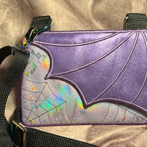 Purple Batwing with Lavender Serpentine Crossbody Bag. Clutch Purse