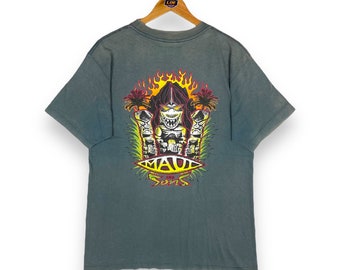 Selten!! Vintage 90er MAUI AND SONS Surfen T Shirt Medium Size Mambo / Rip Curl / Billabong