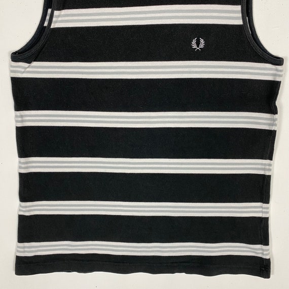 Rare!! Vintage FRED PERRY Striped Black & White T… - image 4
