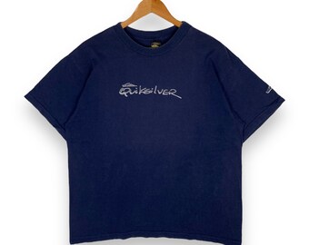 Selten!! Vintage 90er Jahre QUIKSILVER Center Logo Surfen T Shirt Large Size / Mambo / Rip Curl / O'neill