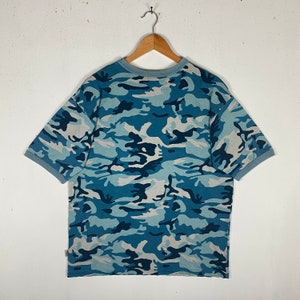 Selten Vintage 90er Jahre BILLABONG Center Logo Blau Camouflage Made In Fidschi Surfen T-Shirt Große Größe Bild 6