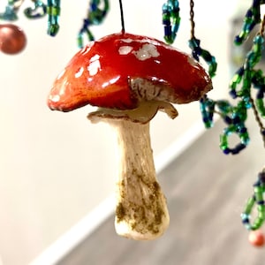 Toadstool Mushroom Hanging Ornament - Cottagecore Ornament,  Naturecore Ornament