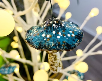 Blue Mushroom Ornament Unique Gift