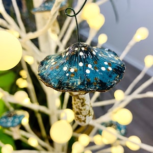 Blue Mushroom Ornament Unique Gift