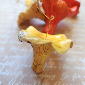 Chanterelle Mushroom Yellow or Cinnabar Whimsical Ornament