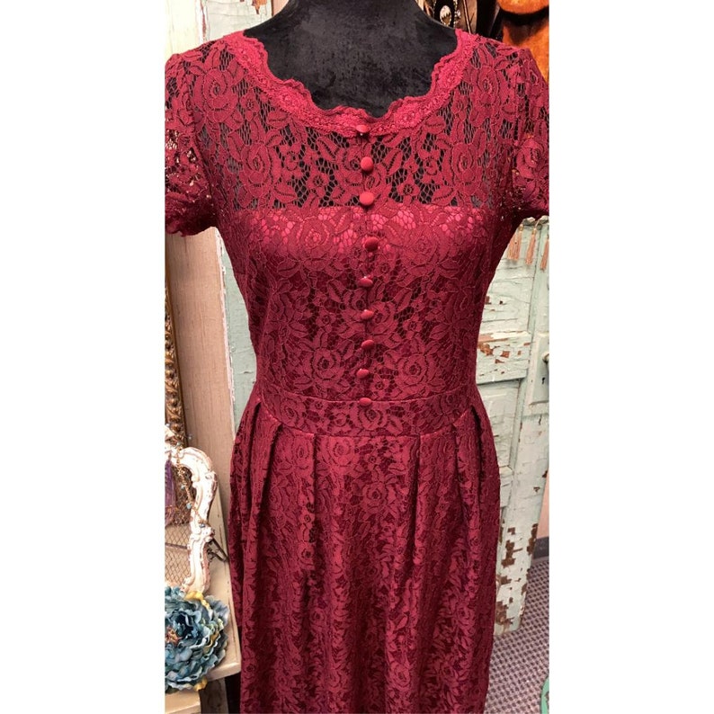 Burgundy vintage lace dress