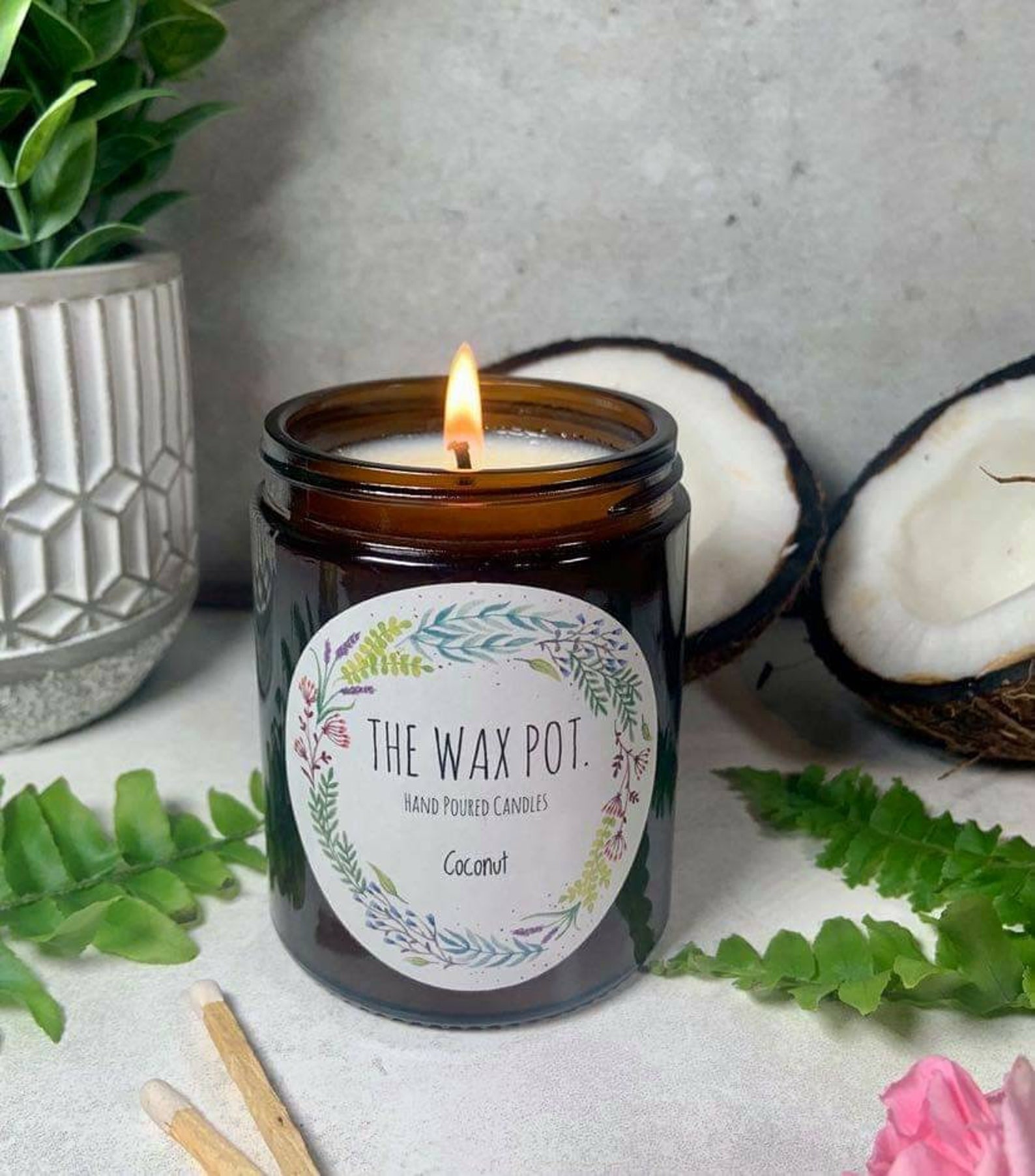 Coconut Scented Soy Wax Candle lovely Hand Poured Gift 180ml Etsy
