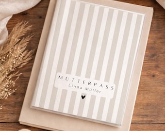 Mutterpasshülle | Streifen |  beige / rose / mint / lila / greige / personalisiert I Geschenkidee