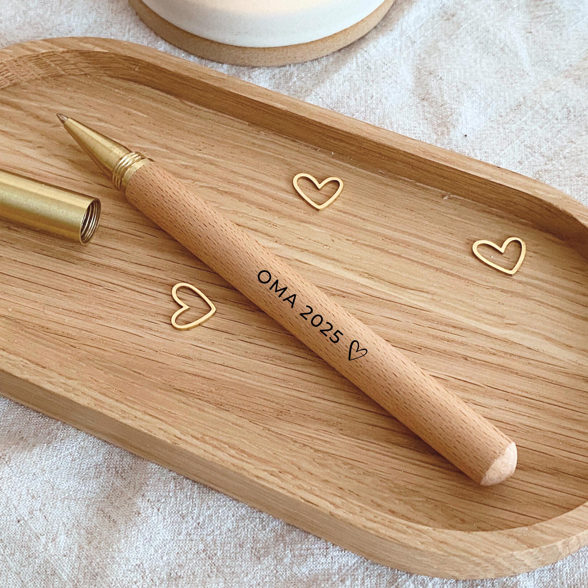 Holz-Kugelschreiber Mit Gravur „Mamie Je T'aime“ – Geschenk Für Oma, In Geschenkverpackung