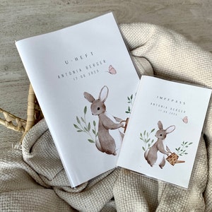 U-booklet | Vaccination certificate | Passport | bunny | Bohemian | personalized | 2 types of paper