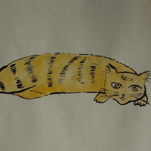 Fine unique Pop Art painting – cat, signed, Andy Warhol