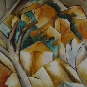 Fine art, Rare Cubist painting – landscape, signed, Georges Braque