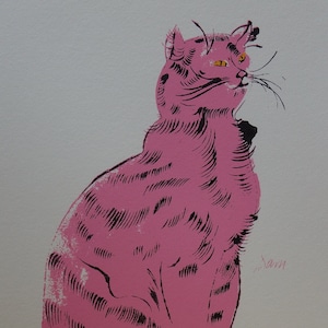 Limited edition Fine POP ART Cat Sam Silkscreen serigraph Warhol, signed, stamped and numbered