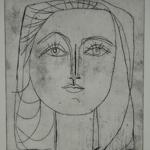 Fine Cubist Limited edition etching, Bust of a woman, Picasso, signed, stamped and numbered