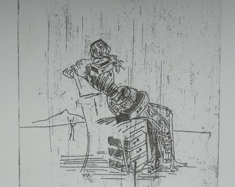 Feine surreale Radierung in limitierter Auflage, Figur mit Schubladen, Salvador Dali, signiert, gestempelt und nummeriert