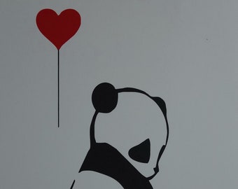 Limited edition Pop Art Graffiti Panda silkscreen serigraph, signed, stamped and numbered, Banksy