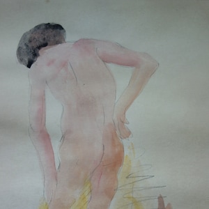 Zeldzame interessante tekening, studie voor beeldhouwkunst, gemerkt en gesigneerd Auguste Rodin-tijdperk
