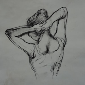 Fine impressionist drawing, Ballet dancer, after Edgar Degas Signed, Marked
