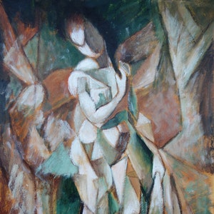 Fine art, Rare Cubist painting – portrait of a woman, signed, Pablo Picasso