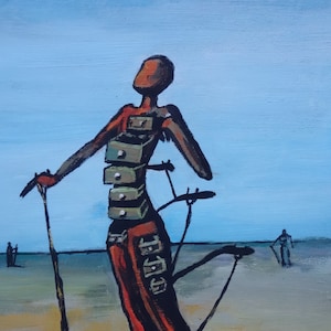 Fine art, Rare Surrealism painting – figure with drawers, signed, Salvador Dali