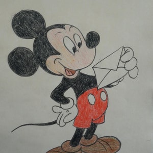 Vintage cartoon Walt Disney Mickey Mouse studie, tekening