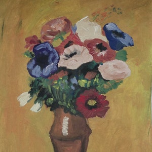 Fine Symbolist oil painting – still life, Odilon Redon signed & marked, Degas era
