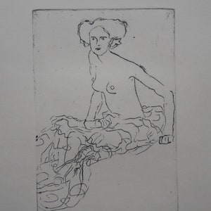 Fine Secession Limited edition etching - woman, Gustav Klimt, signed, stamped and numbered