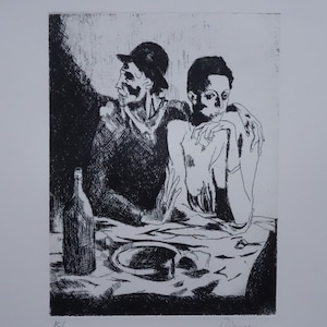 Fine Cubist Limited edition etching, Lovers, Picasso, signed, stamped and numbered