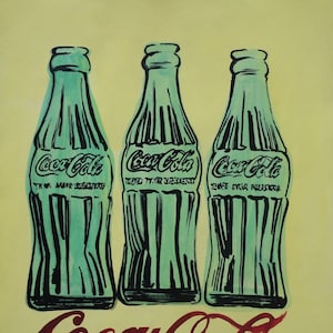 Fine unique Pop Art painting – Coca-Cola bottles, signed, Andy Warhol