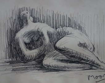 Fine art, British modernist drawing – figure study, Signed & Marked