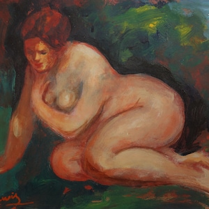 Fine art, Rare Impressionist painting – bather, signed, Pierre Auguste Renoir
