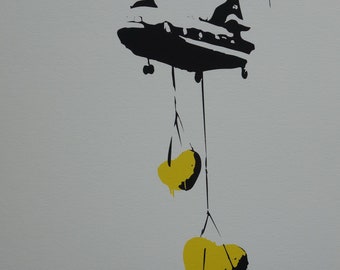 Limited Edition Pop Art Graffiti Helicopter Silkscreen