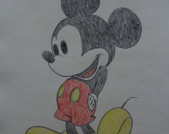 Vintage Cartoon Walt Disney Mickey Mouse Study Drawing - Etsy Vintage Cartoon Walt Disney Mickey Mouse Study Drawing - Etsy