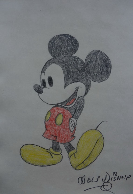 Vintage Cartoon Walt Disney Mickey Mouse Study Drawing - Etsy Vintage Cartoon Walt Disney Mickey Mouse Study Drawing - Etsy
