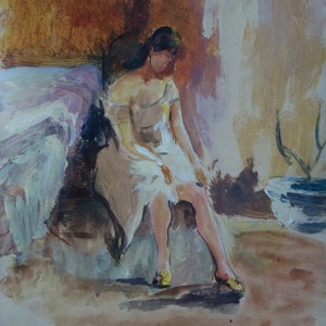 Fine French impressionist original oil, figure painting, Signed, Degas, Monet era
