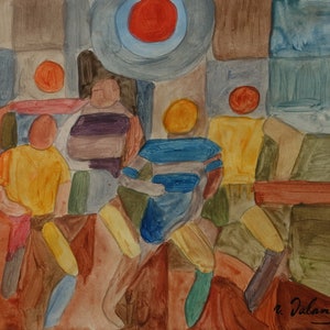 Fine French Cubism Picasso era original figurative landscape painting, Signed