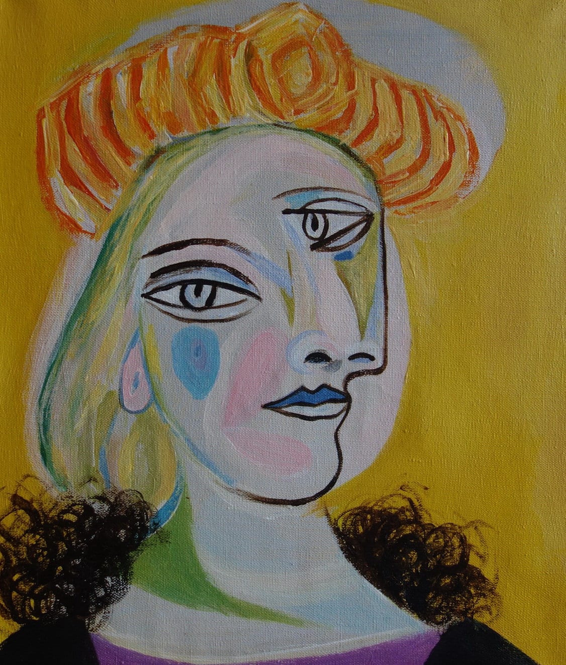 Fine French Cubism Picasso Era Portrait Painting Woman Seated