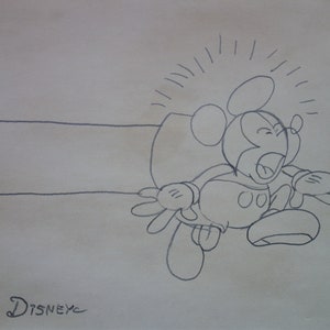 Vintage cartoon Walt Disney character study, drawing, Mickey Mouse