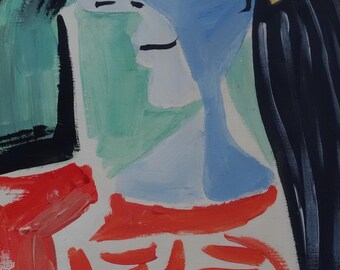 Very Rare Art - Unique Cubist Oil Portrait Painting, Signed
