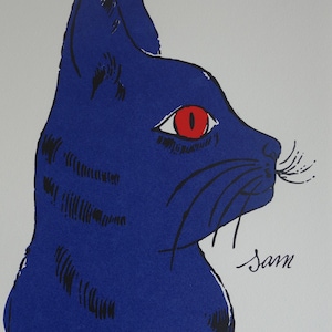 Limited edition Fine POP ART Cat Sam Silkscreen serigraph Warhol, signed, stamped and numbered