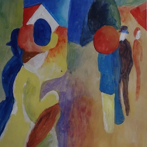 Fine German Rare Figurative abstract painting – landscape, signed, --- Kandinsky era