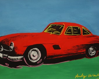 素晴らしいユニークなポップアートの絵画 – 車、署名入り、アンディ