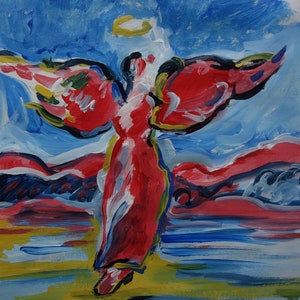 Exceptional POP ART Unique Angel Painting, signed & stamped, Peter Max after