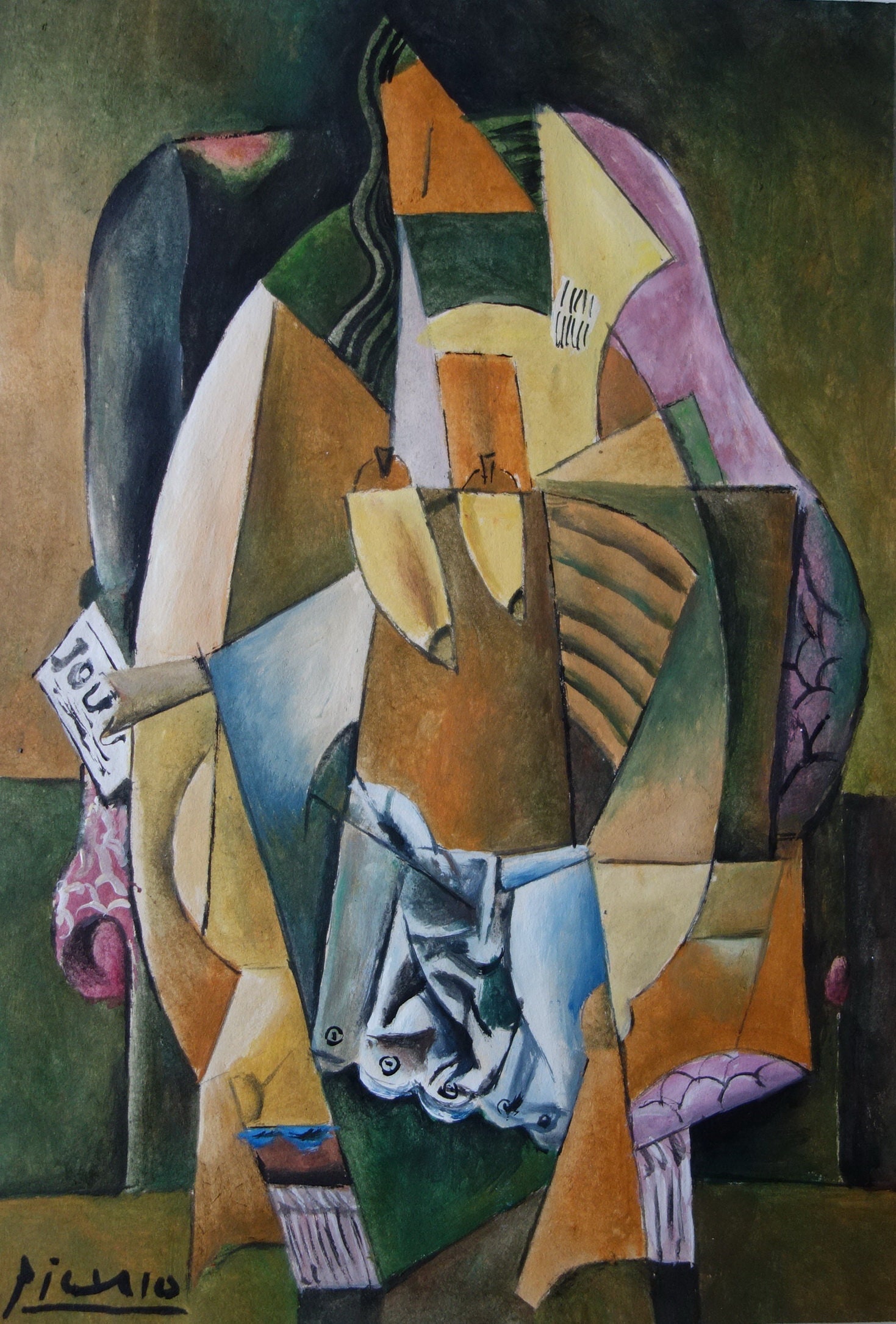 Fine Art, Rare Cubist Painting – Portrait of a Woman, Signed