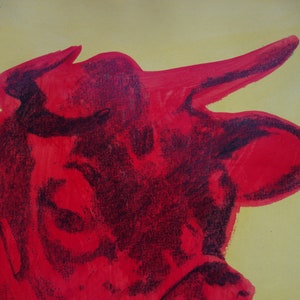 Fine peinture pop art unique vache, signé, Andy Warhol image 6